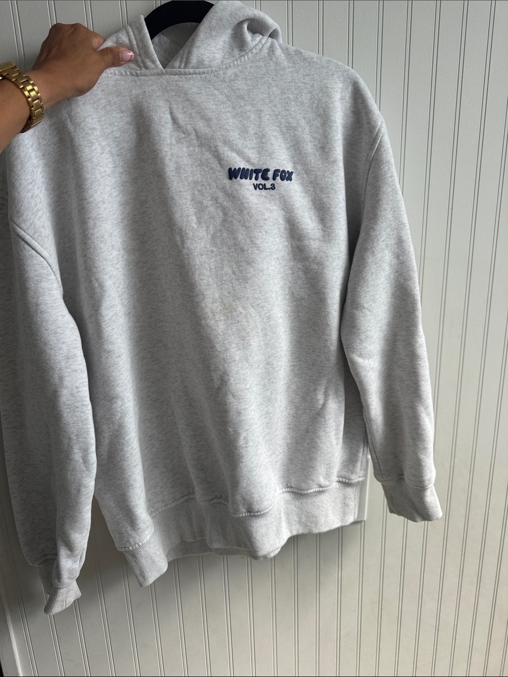 LIKE NEW  White Fox Boutique Light Gray Logo Hoodie